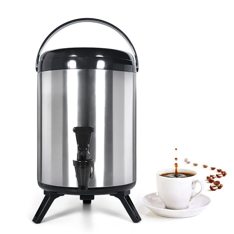 Insulated Stainless Steel Milk Tea Bucket with Faucet Hotel and Restaurant Supplies Warm Beverages Pearl Tea Shop Equipment