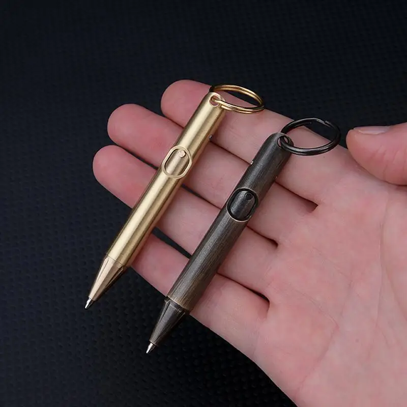 النحاس انقر القلم المحمولة قلم توقيع المهنية جيب النحاس قلم حبر جاف متعدد الوظائف الكتابة القلم المفاتيح للأعمال