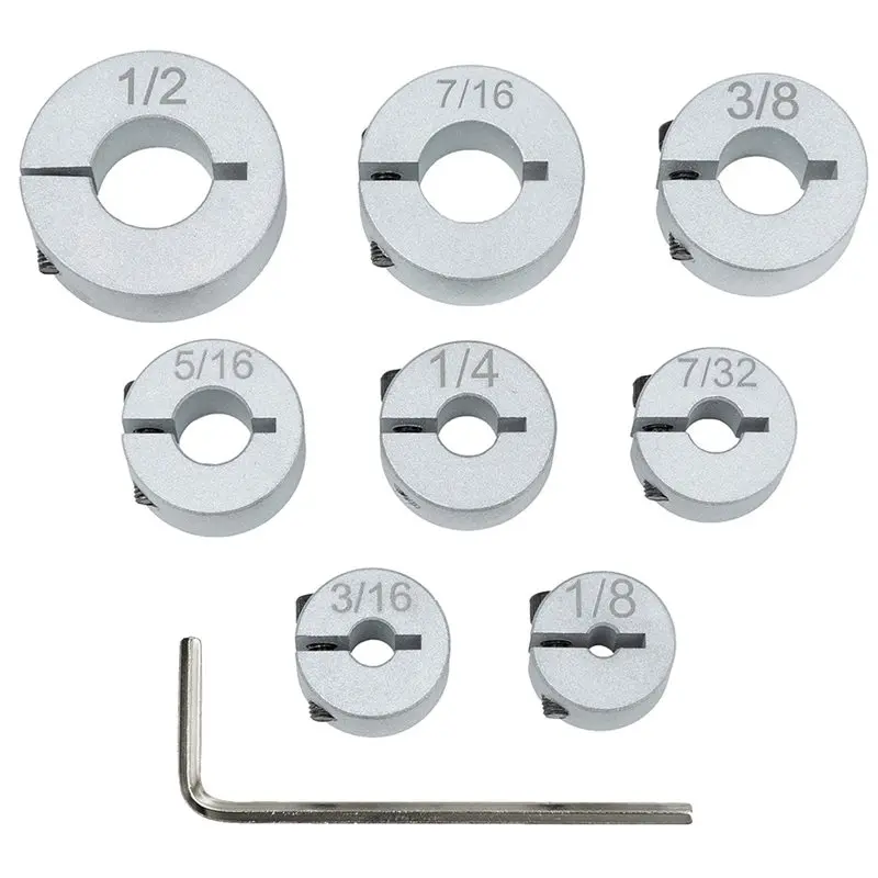 ABYN-Professional Stop Collar Set - Drill Bit Depth Stop - 8 Piece Kit (1/2