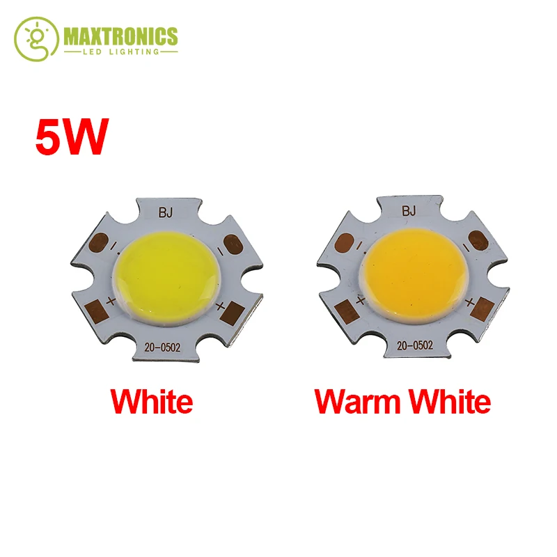 Best quality Free Shipping  2pcs 3W/ 5W / 7W COB High Power LED Bead Lamp Chip White Warm White Light 270~300Lum 350mA