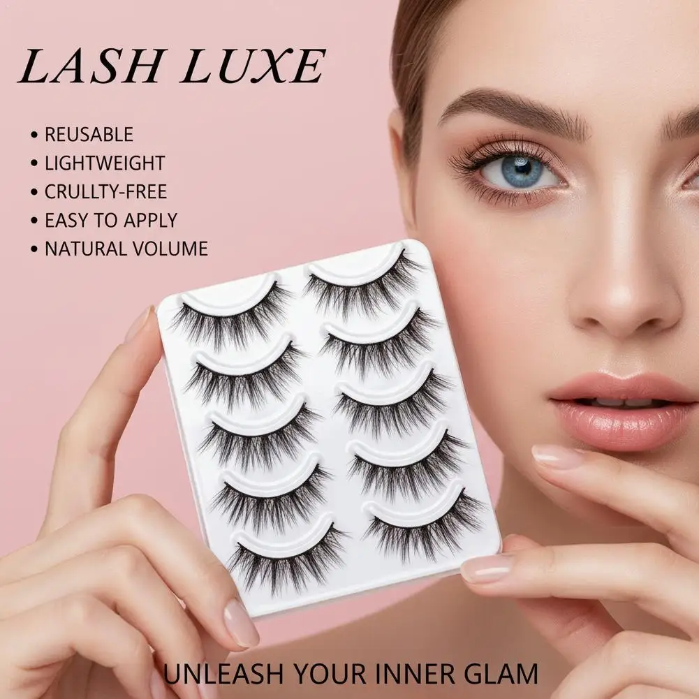 Manga False Eyelashes for Women Ultra-fine Anime Strip Lashes Natural Eye Extension Girl Group Makeup Daily Beauty Tool