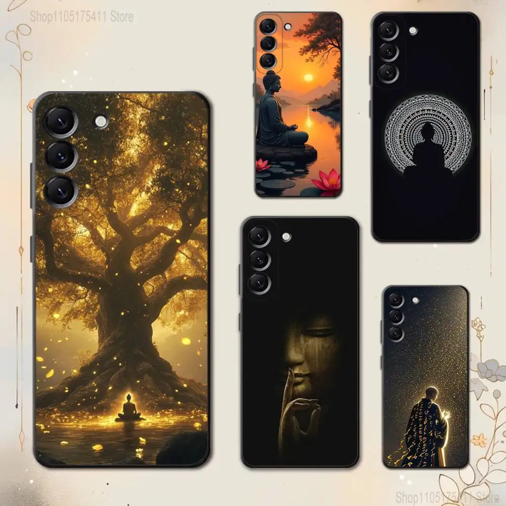 

Buddha Art Belief Pattern Phone Case For Samsung Galaxy A 73,72,51,53,52,71,22,5G,Note,J7,8,9 Soft Black Cover