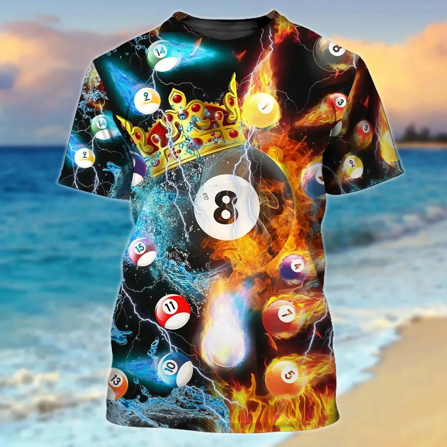 

New Summer Black 8 Printed Fashion Mens shirt Billiard Personalized 3D Unisex Tshirt For Billiard Player Casual T-Shirt Clothing