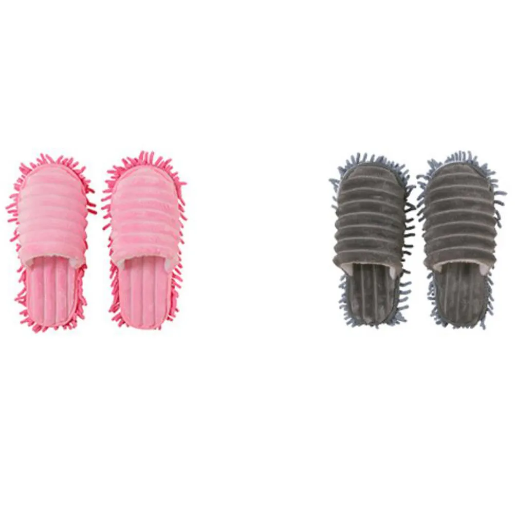 1Pair Lazy Floor Cleaning Slippers Detachable Microfiber Bottom Easy Wash Mopping Slipper Size S 35-37 Grey Hair Dust Pickup