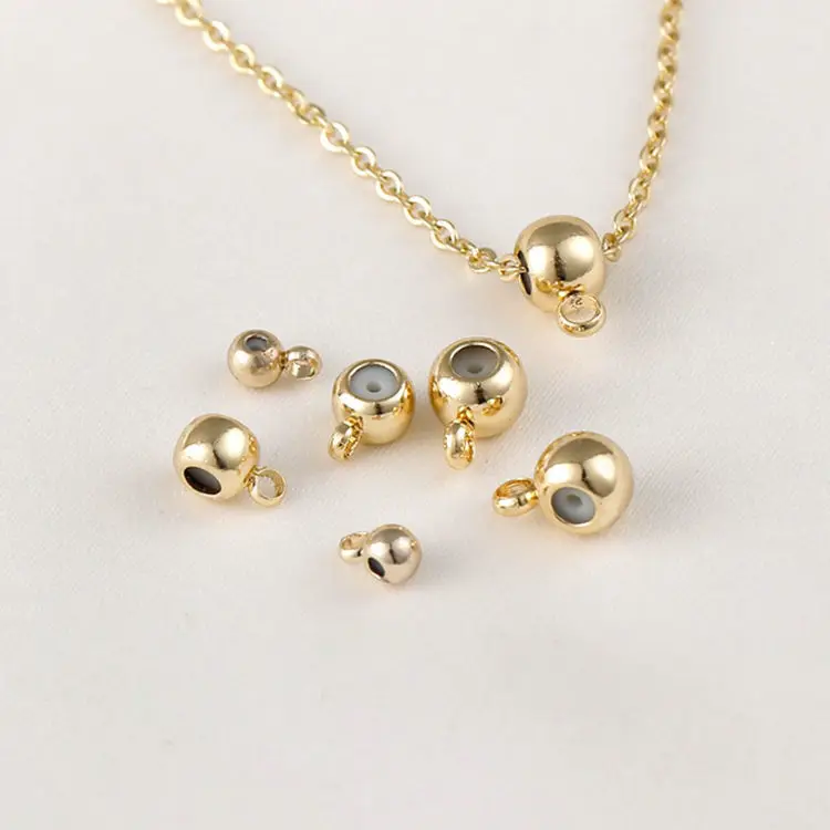 3MM 4MM 5MM 14K Gold Color Plated and Rubber Spacer Beads Charms Connector Diy Jewelry Findings Accessories