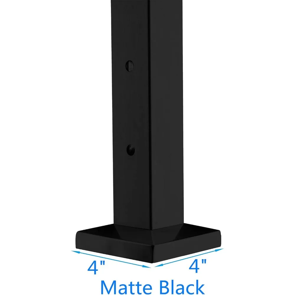 Steel Square Fence Post for Deck Cable Railing System (36" Level-drilled-4 Pack, Black)