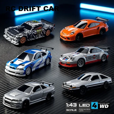 1/43 4WD RC Drift Car 2.4G Mini Racing Remote Control Speed Vehicle RTR Four-wheel Drive High Speed Model Toy for Boys Gift