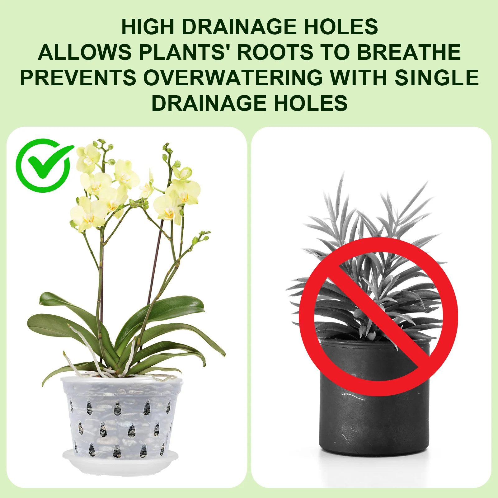 

5 Sets Clear Plastic Orchid Pots Nursery Plant Containers With Drainage Holes Transparent Garden Flowerpots Durable Lightweight