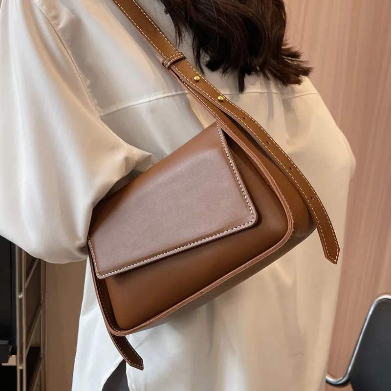 Classic Women Messenger Bag All-Match Simple Vintage PU Leather Shoulder Bags 2023 Fashion Texture Crossbody Bags