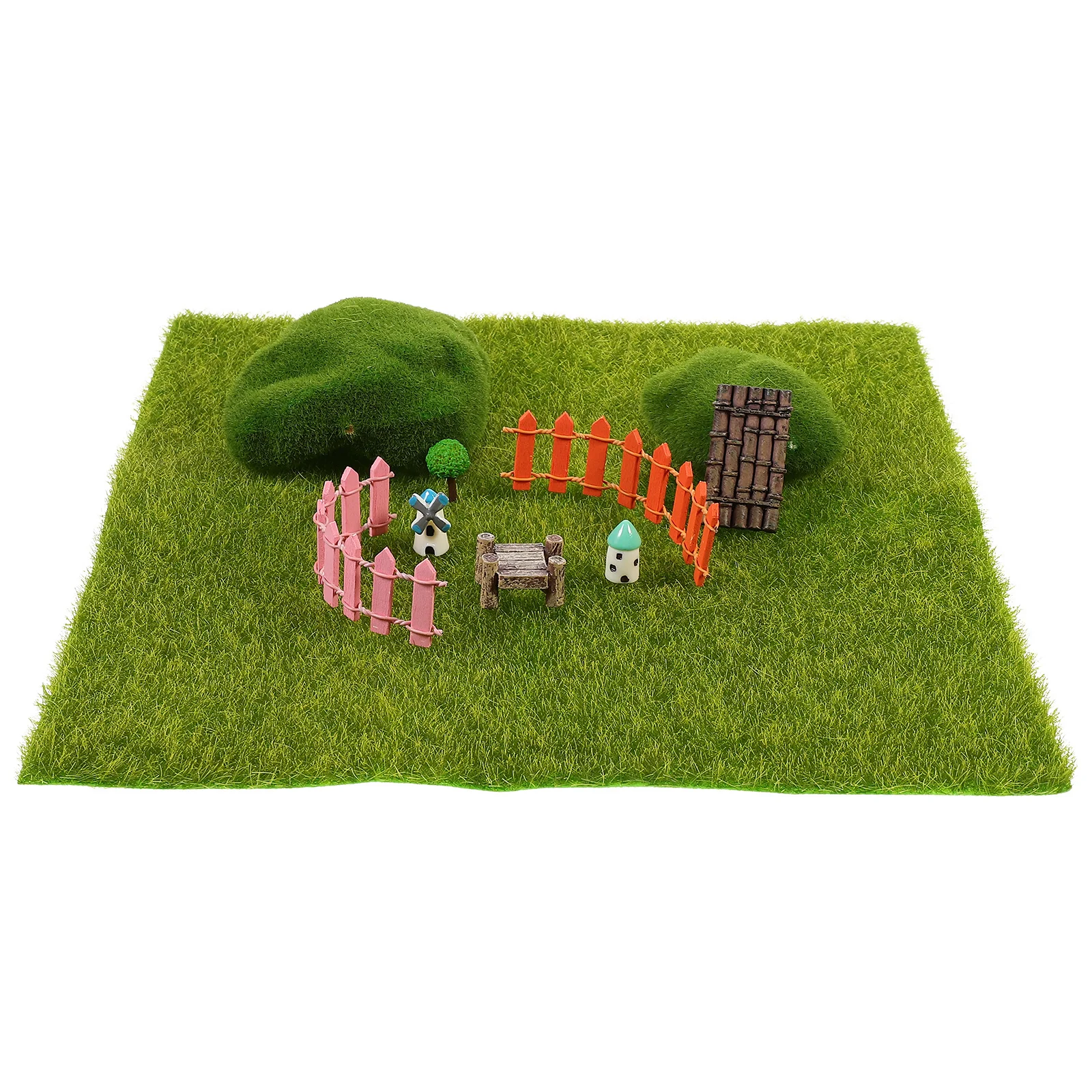 

Miniature Fake Landscape Decor Set Artificial Lawn With Mini Trees Windmill Simulation Scenery Ornament For Home Garden