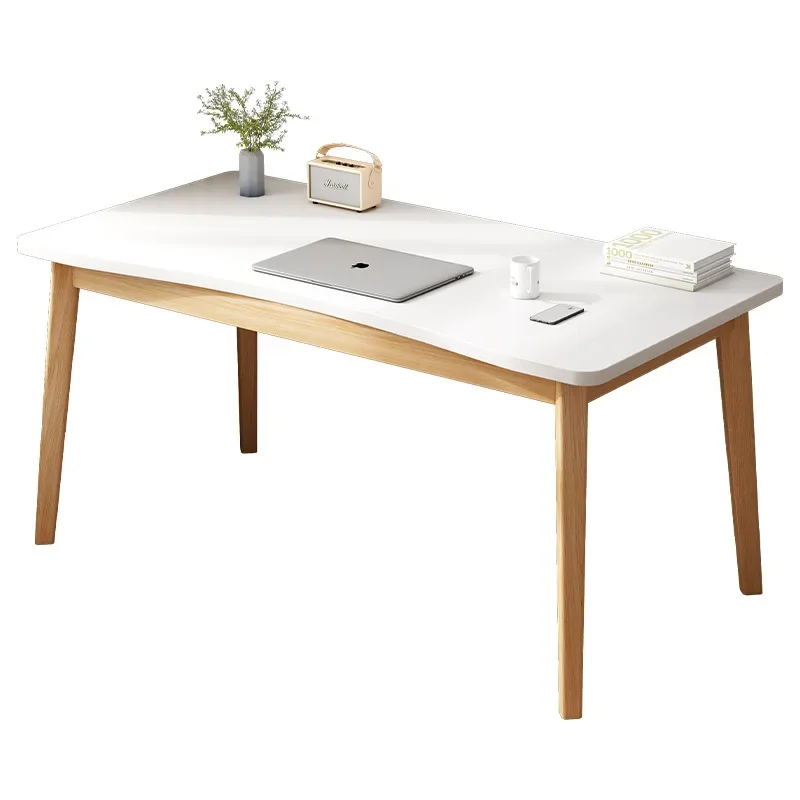Dining table small apartment household simple rectangular catering commercial dining table solid wood legs white
