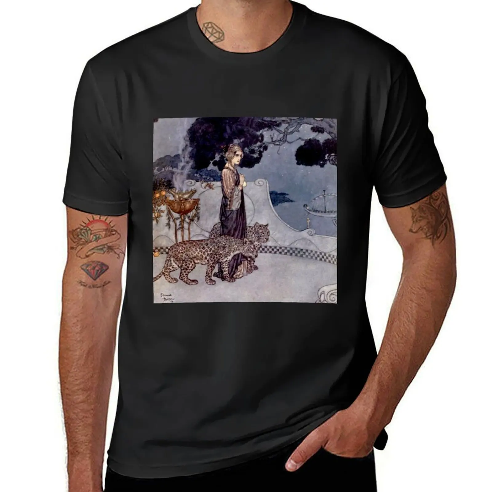 “Circe With Leopards” by Edmund Dulac T-Shirt plus sizes sublime heavy weight t shirts for men