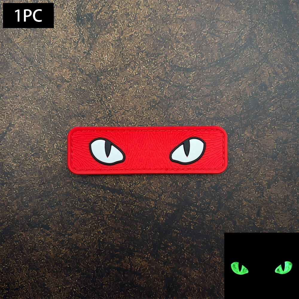 Rounded Rectangular 3D Double-Eye Texture Decorative Velcro Patch, Luminous, Made of Pvc, Includes Matching Felt-Backed Backpack, Baseball Cap, Jacket, Suitcase DIY Decorative Patch Badge Appliqué view 5