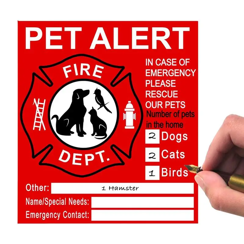 1Pcs Pet Inside Fire Rescue Sticker Pet Alert Safety Fire Rescue Decal Pet In House Window Door Sign Pets Emergency