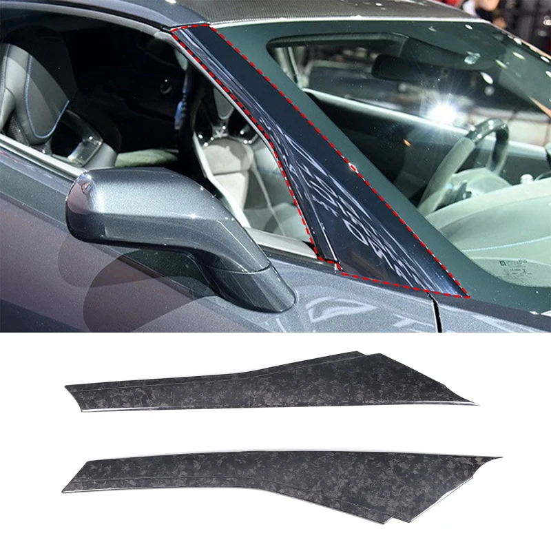 Real Carbon Fiber Car Front Windshield Glass A-Pillar Trim Cover sticker Car Accessories For Chevrolet Corvette C7 2014-2019