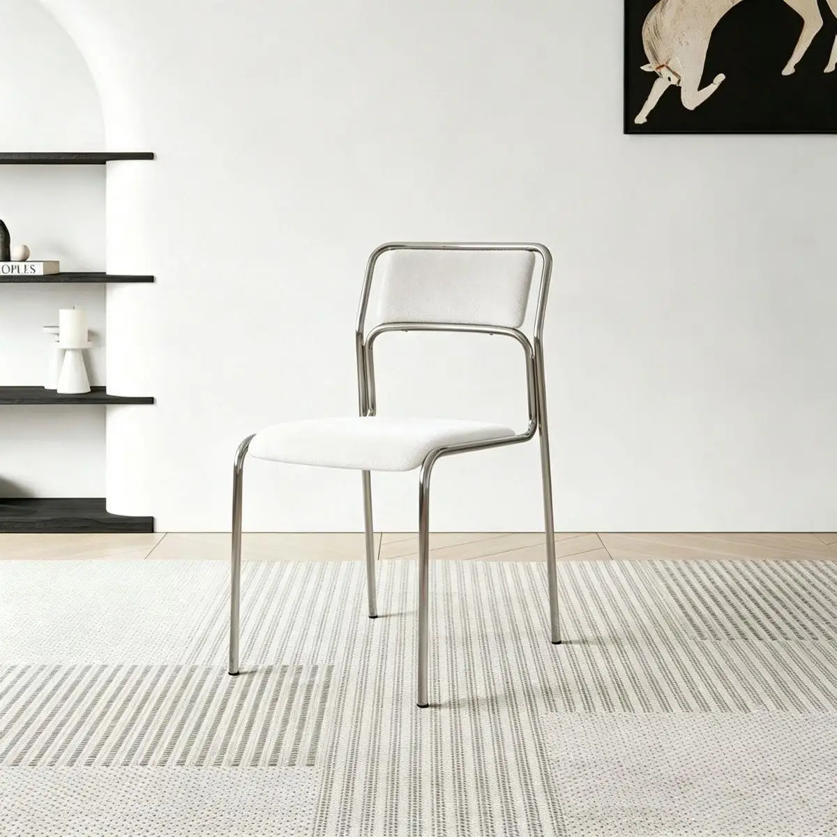 LTT minimalist cafe dining chair medieval Italian light luxury metal chair household stacked dining table and chairs