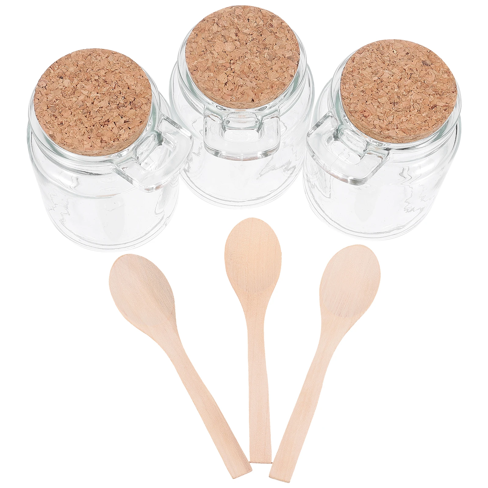 

3 Sets Spice Jar Glass Containers Thickened Material Waterproof Kitchen Seasoning Large Capacity Sealed Storage Jars Wooden