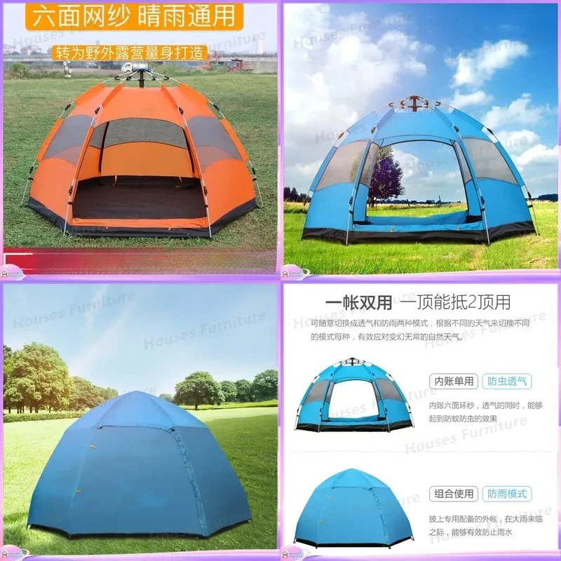 For Fully Automatic Hexagonal Tent 3-5 Person Double Layer Outdoor Camping Rainproof Quick Open Pop Up Shelter Car Roof Top