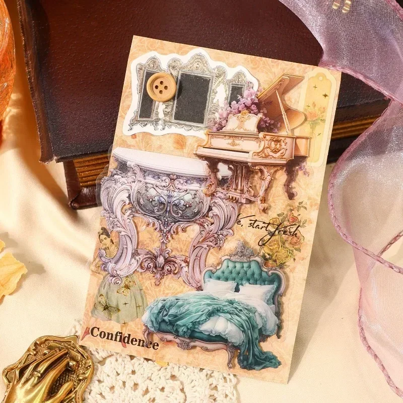 30Sheets Stickers Baroque Supplies Stationery Romantic Material Handbook Collage Night Scrapbook cut 147*108mm prom Retro