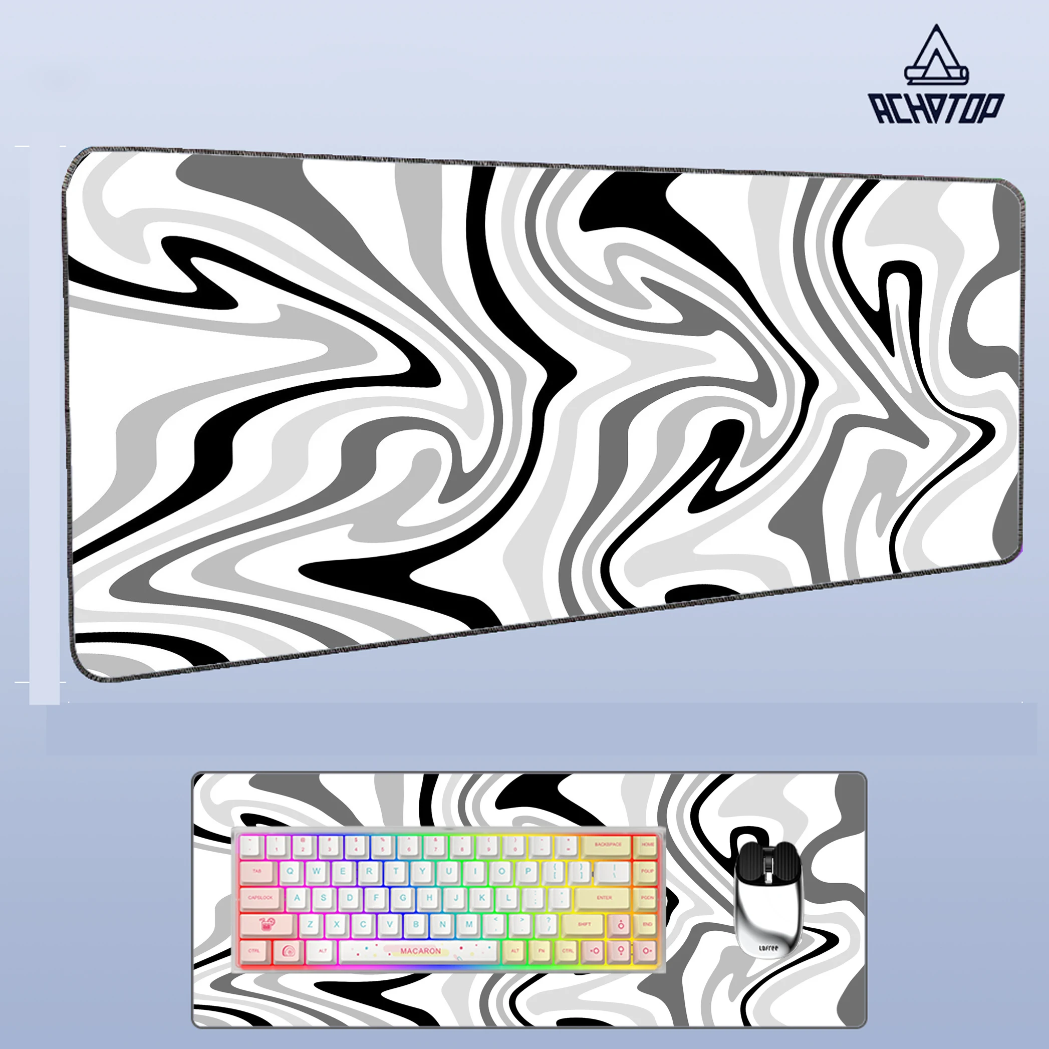 Mousepad Large Gaming Mouse Pad Art Black And White Line LockEdge Thickened Computer Keyboard Table Desk Mat