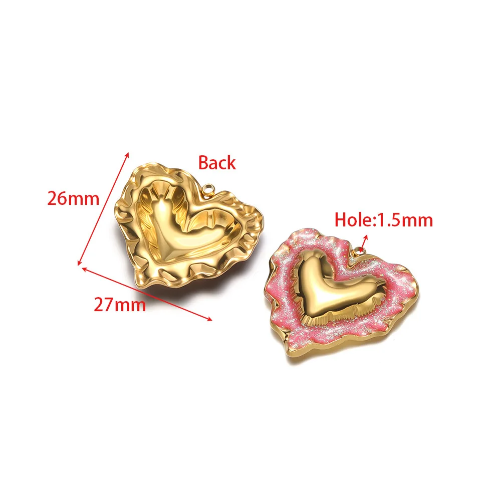 4pcs Stainless Steel Enamel Irregular Heart Charms Pendant for Jewelry Making DIY Necklace Earring Bracelet Keychain Accessories