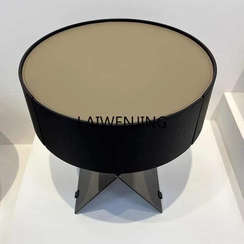 

SGF Italian minimalist saddle leather bedside table creative bedside table premium side table