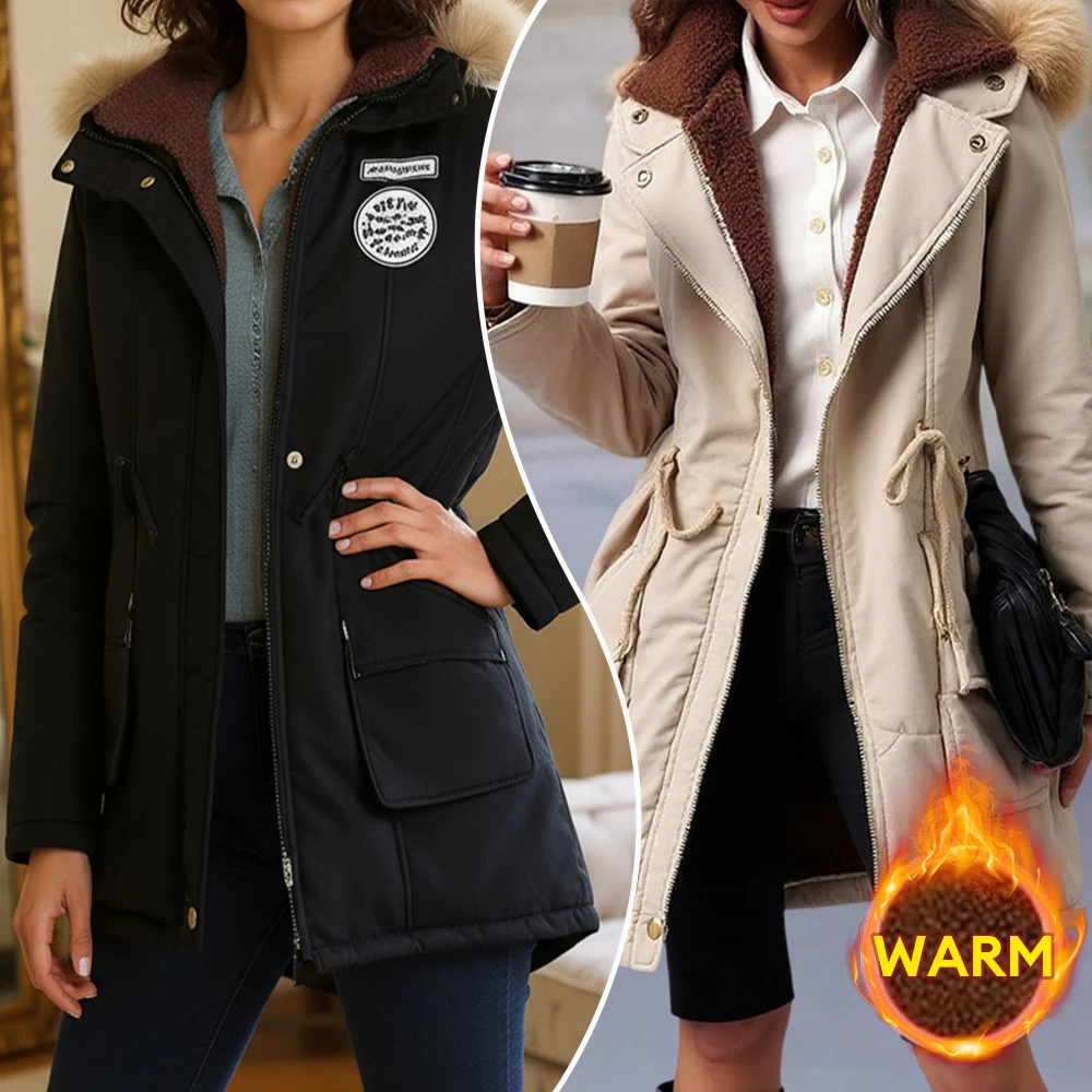 

Осень-зима 2022, длинные пальто с капюшоном, женская уличная одежда в корейском стиле, длинное пальто с плюшевым воротником и длинными рукавами с поясом