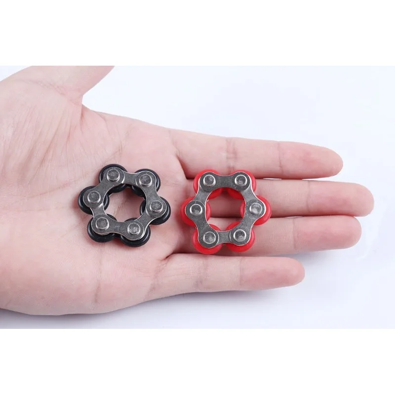 Hot sale Stress Relief Flippy Rubber Roller key ring toy hand spinner Bike 6 Chain Fidget Toy