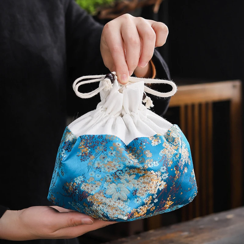 Travel Teaware Set Storage Bags Portable Ceramics Storage Drawstring Pouches Stationery Jewellery Drop-proof Organiser Cloth Bag