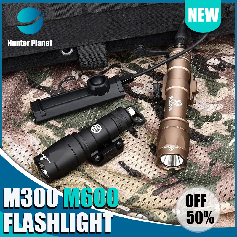 

M300 M600 M300A M600C Tactical Flashlight 400lm/600lm White LED Light WADSN Fit 20mm Rail Hunting Weapon Airsoft Accessories