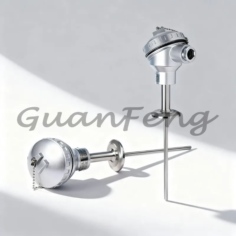 Hygienic Pt100 Temperature Transmitter 4-20mA Clamp Armored Thermal Resistance Sensor