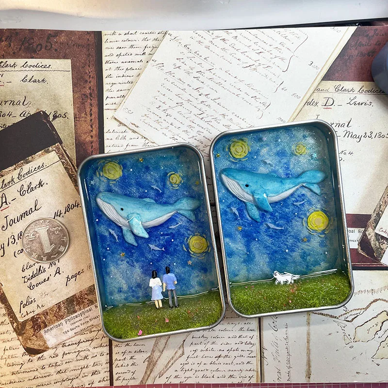 World in a Box, Mini Decorations, 3D Resin Paintings, Souvenirs, Hand Painted Ornaments