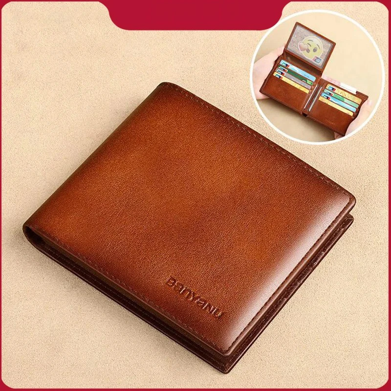 2025 New Men Anti Rfid Driver License Holder Wallet Travel Cowhide Genuine Leather Purse for Man
