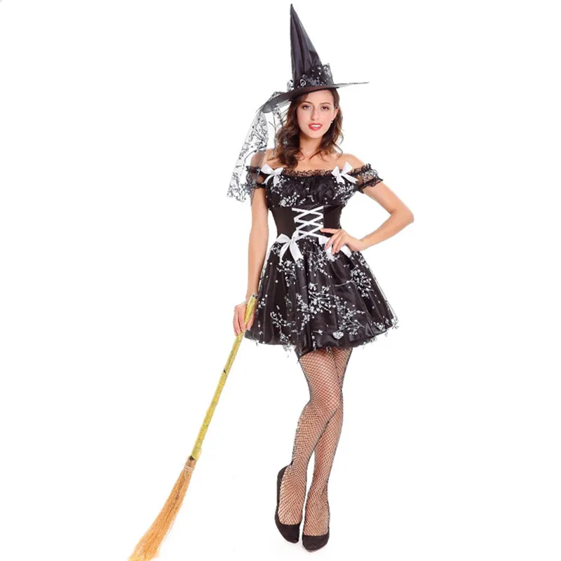 

Black Sexy Witch Costume Adult Womens Magic Moment Costume Halloween Carnival Party Cosplay Witch Fancy Dress