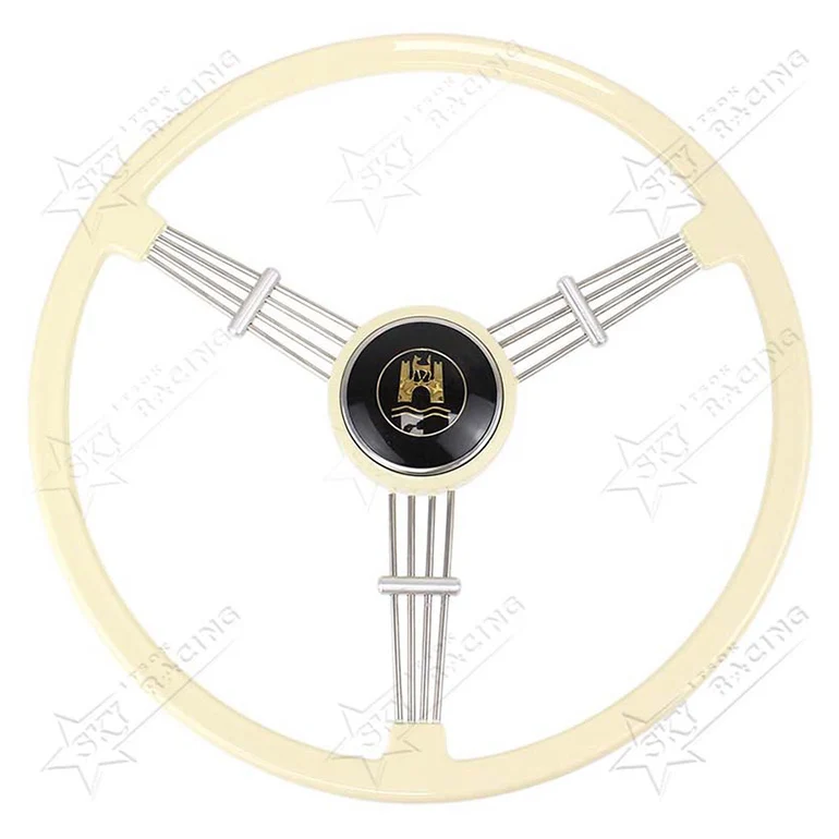 400mm ABS Iron Aluminum Spoke Ivory White Black Vintage Banjo Classic Steering Wheel For 1950-1966 Porsche 356 A B C PreA Parts