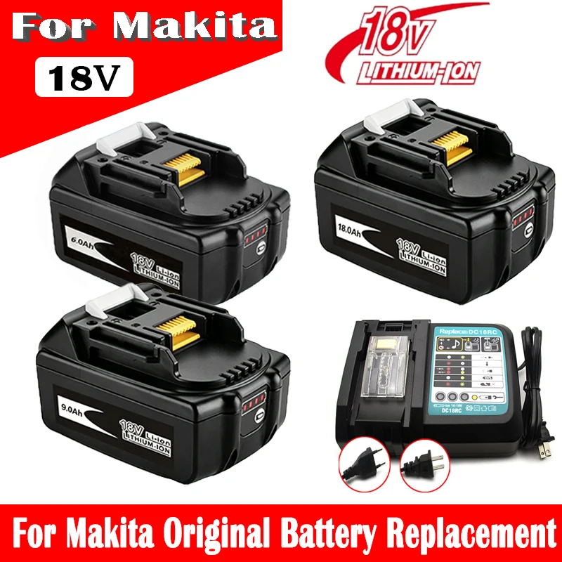 For Makita 18V 6Ah 18Ah Battery Rechargeable Battery 18650 Lithium-ion CellSuitable Makita Power ToolBL1860 BL1830 BL1850 LXT400