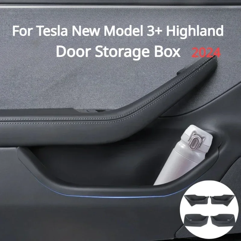 

For Tesla New Model 3+ Highland Door Storage Box Door Handle Armrest Tray Organizer Silicone Cover for Model3 2024 Accessories