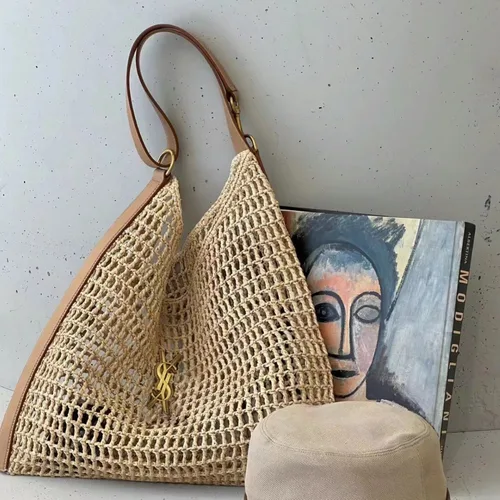 Imagen 2 del producto 2025 nuevo bolso tejido de paja versátil ahuecado de mano de gran capacidad para mujer bolso tejido de un solo hombro a la moda