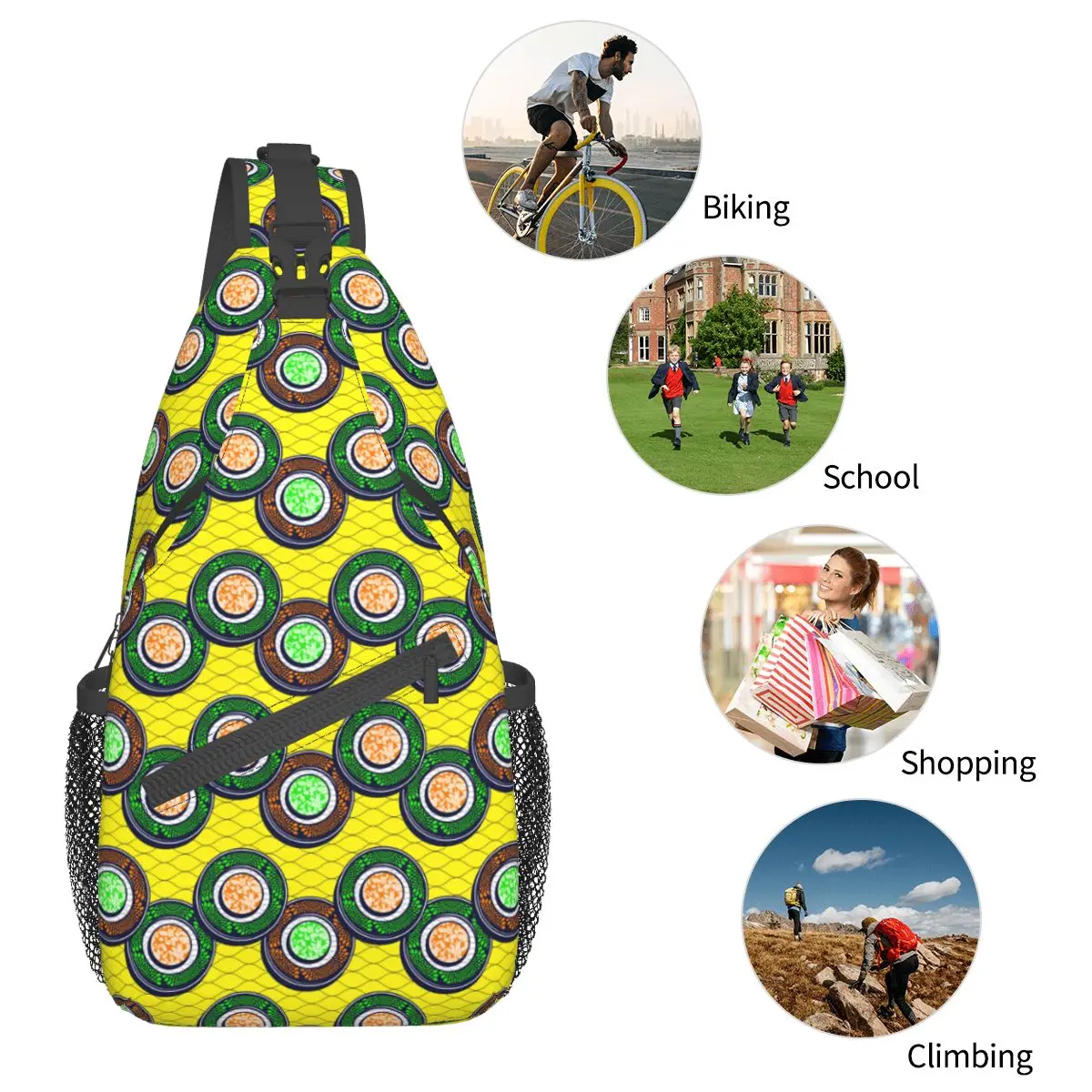 Sacs à bandoulière africains en textile, sac de poitrine à la mode, sac à dos super Wax initié, sac de jour pour voyage, randonnée, sac de vélo