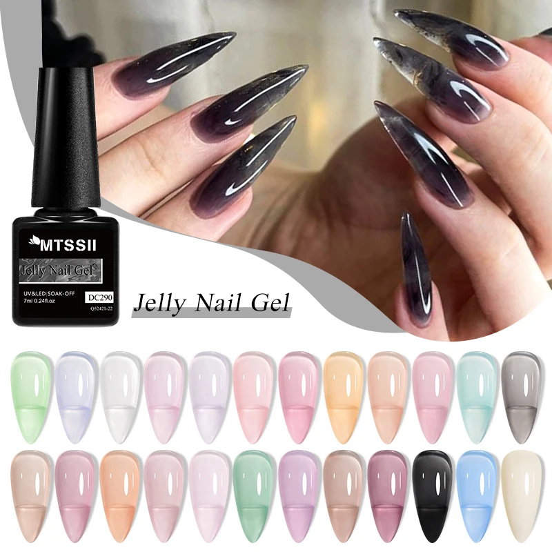 Mtssii 7ML Jelly Nail Gel Polish Transparent Summer Nude Milky Pink Color Semi Permanent Soak Off Nail Art Manicure Varnish