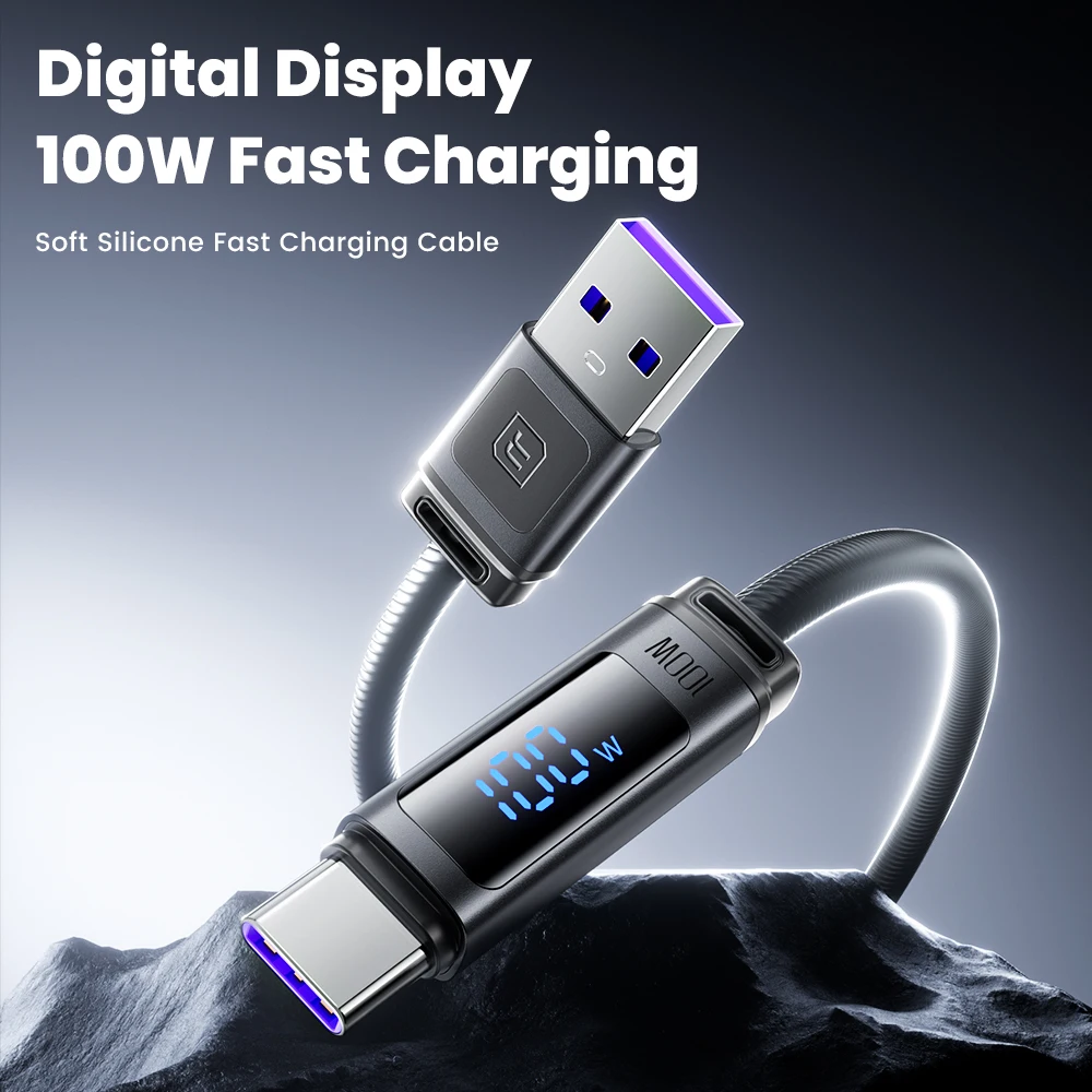 Toocki 100W High Power USB A to Type C Cable Real-time Digit