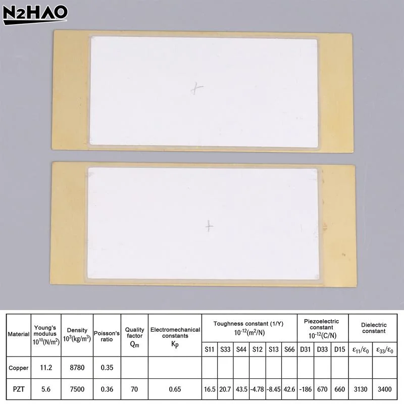 2Pcs Bimorph Piezo, Ceramic, Power Generation PZT Piezoelectric 80mmx33mmx0.6mm