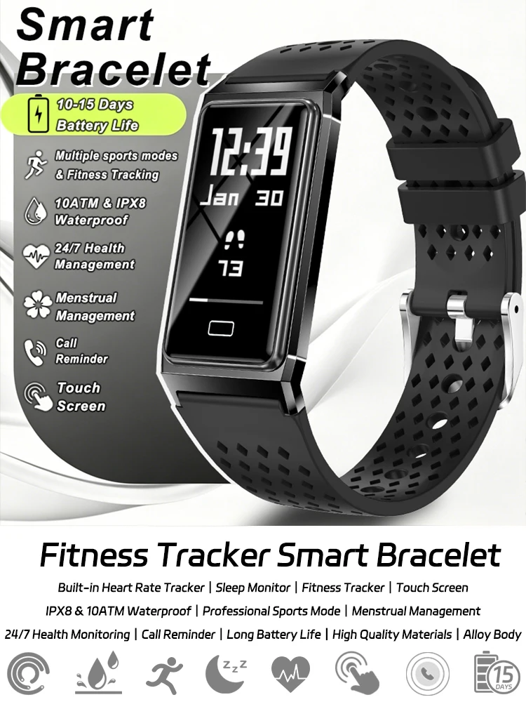 2026 Neue Mode Smart-Armband für Männer und Frauen mit Herzfrequenz- und Schlafüberwachung, Fitness-Tracker, Schrittzähler, Wasserdicht, Anruf-Erinnerung