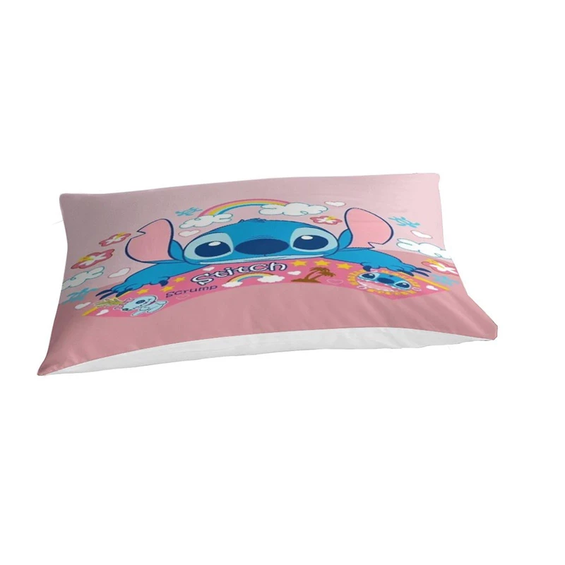 Stitch 3D Printed Bedding Set Kids and Adults Duvet Cover Soft Microfiber Cute Cartoon Pink Duvet Cover with Pillowcase Single