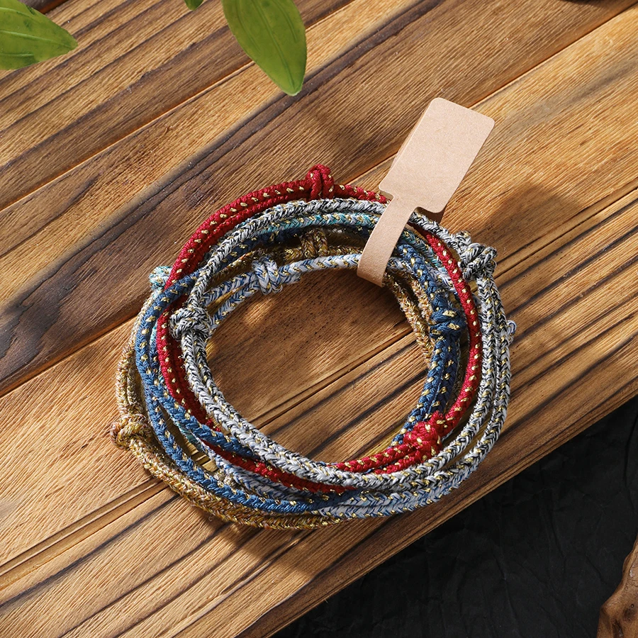 7Pcs/Set Hand Braided String Bracelets Women Adjustable Boho Thread Woven Rope Bracelet Men Jewelry Gift