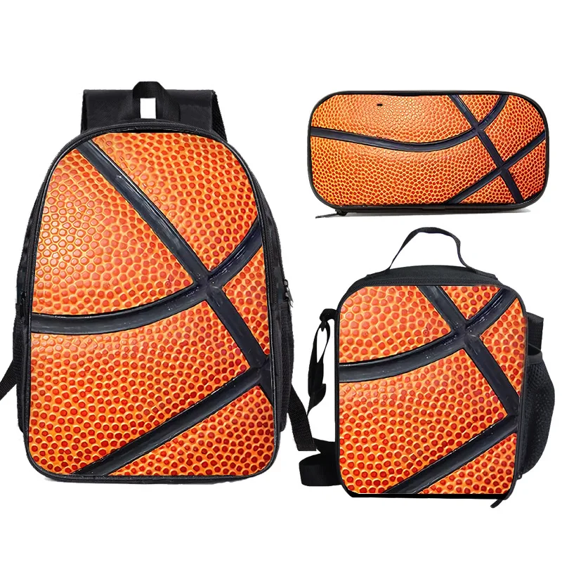 Elementary school students' simple large capacity basketball backpack, 1-3 grade lunch bag, pencil case, children's backpack