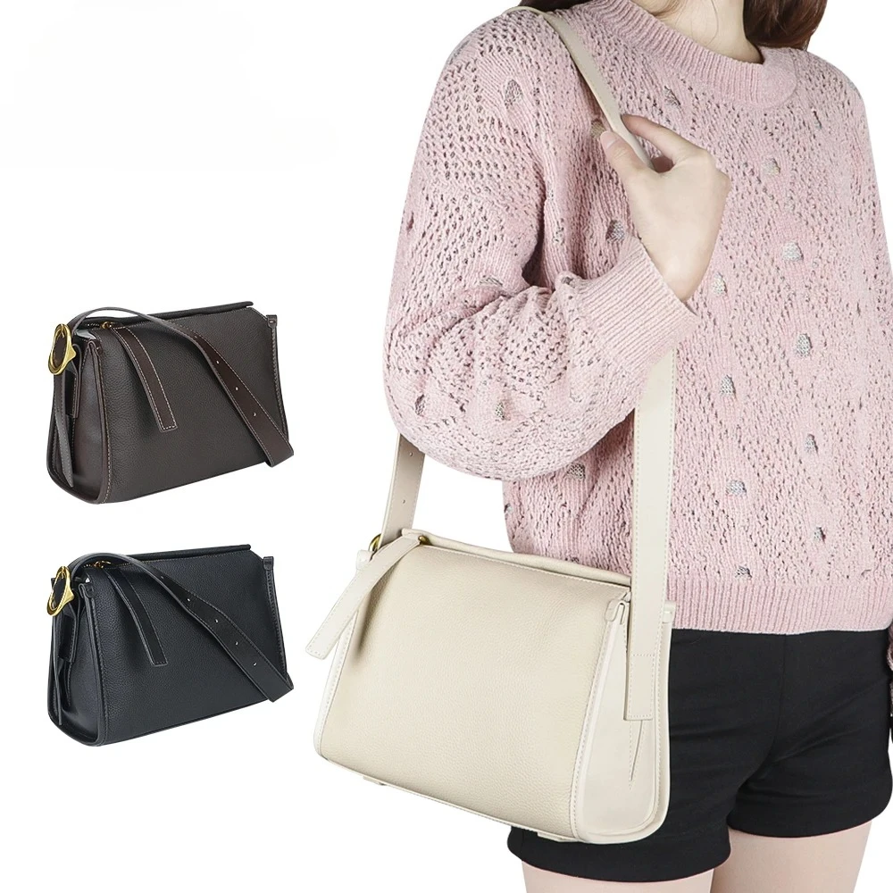 

Luxury Designer Fashion Crossbody Bag For Women Solid Color Genuine Leather Shoulder Purse Large Capacity Commuter Handbag Pouch