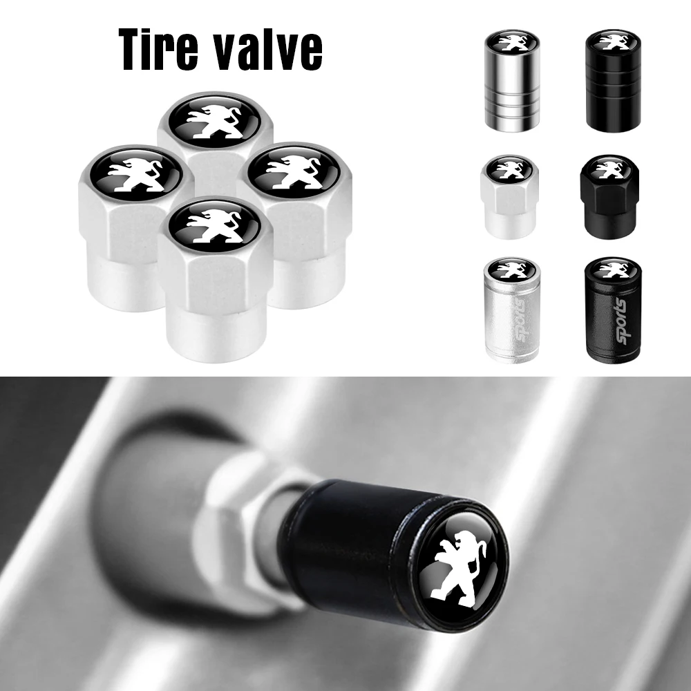 4Pcs/set Metal Car Wheel Tire Valve Caps Stem Cover Accessories For Peugeot 301 307 308 406 508 2008 3008 5008 108 RCZ 607 4008