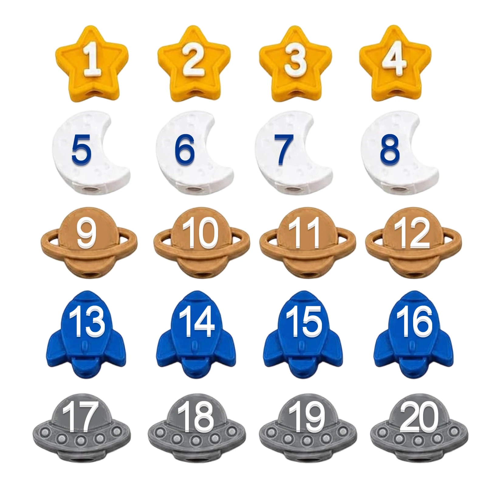 Space Theme Numbered Pencil Toppers Multi-Purpose Number Pencil Toppers Anti-Lost Numbered Pencil Caps for Student Number System