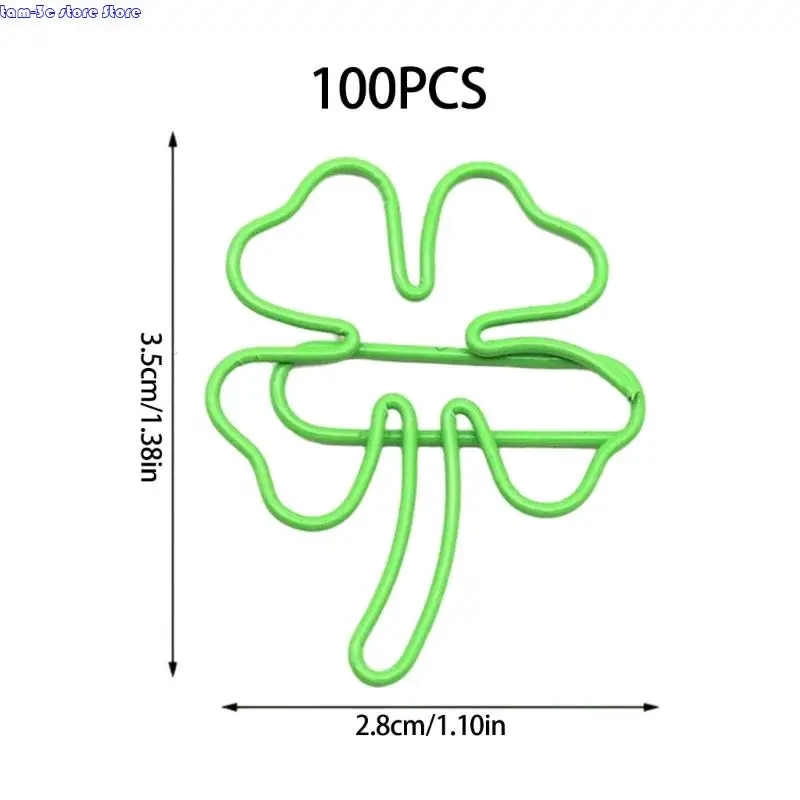 100 Pcs Decorative Paper Clips Four Leaf Clovers Paper Clip Bookmarks Metal Paperclips Creative Planner Clips for Office